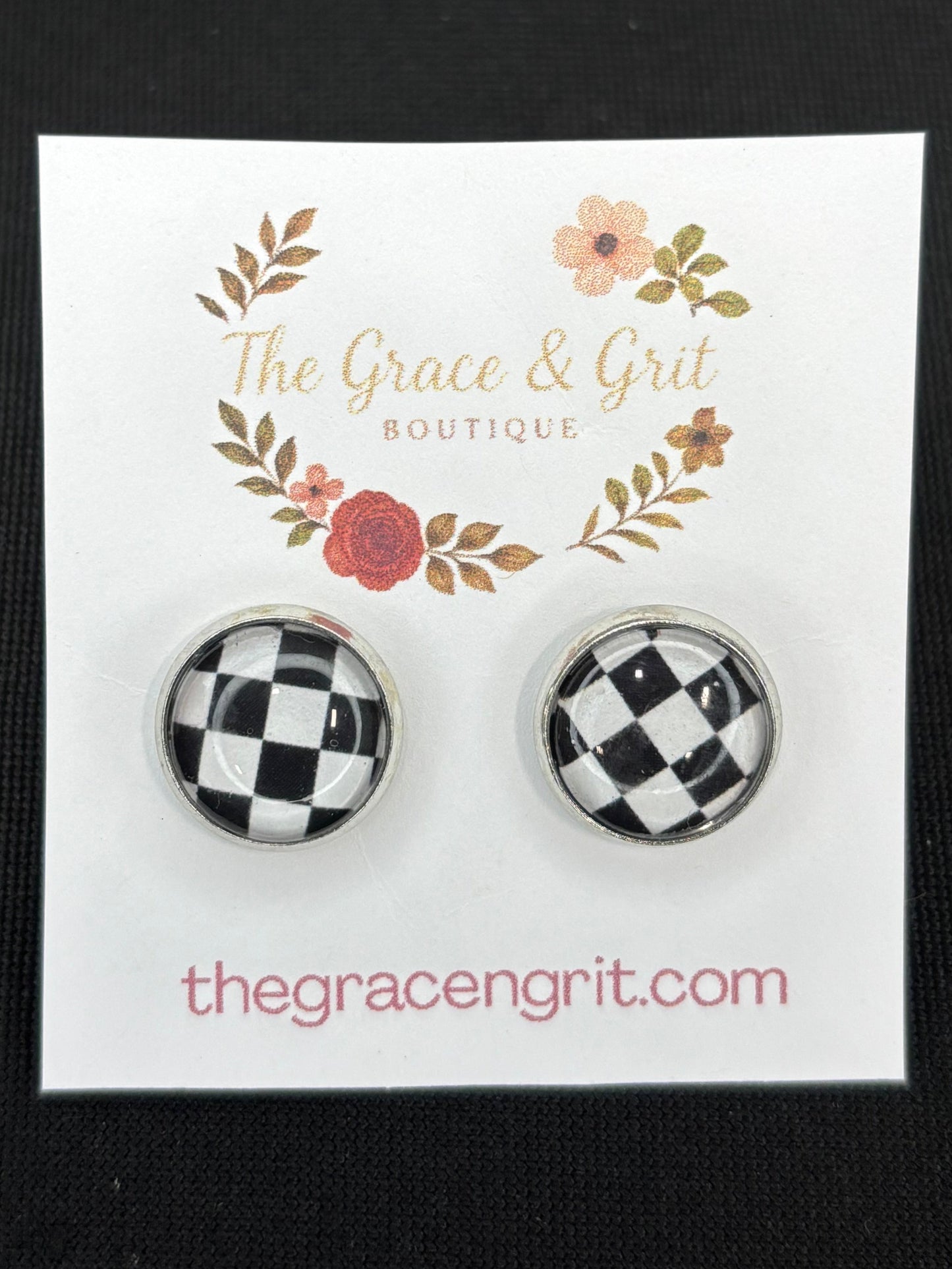 Checkered Post Earrings
