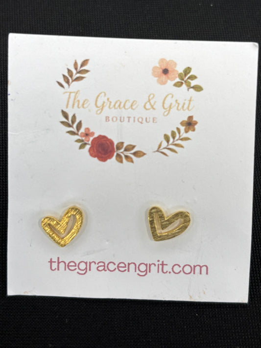 Gold Dipped Heart Stud Earrings