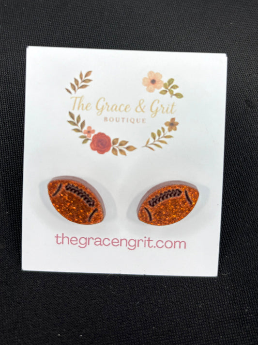 Football Stud Earrings - Copper
