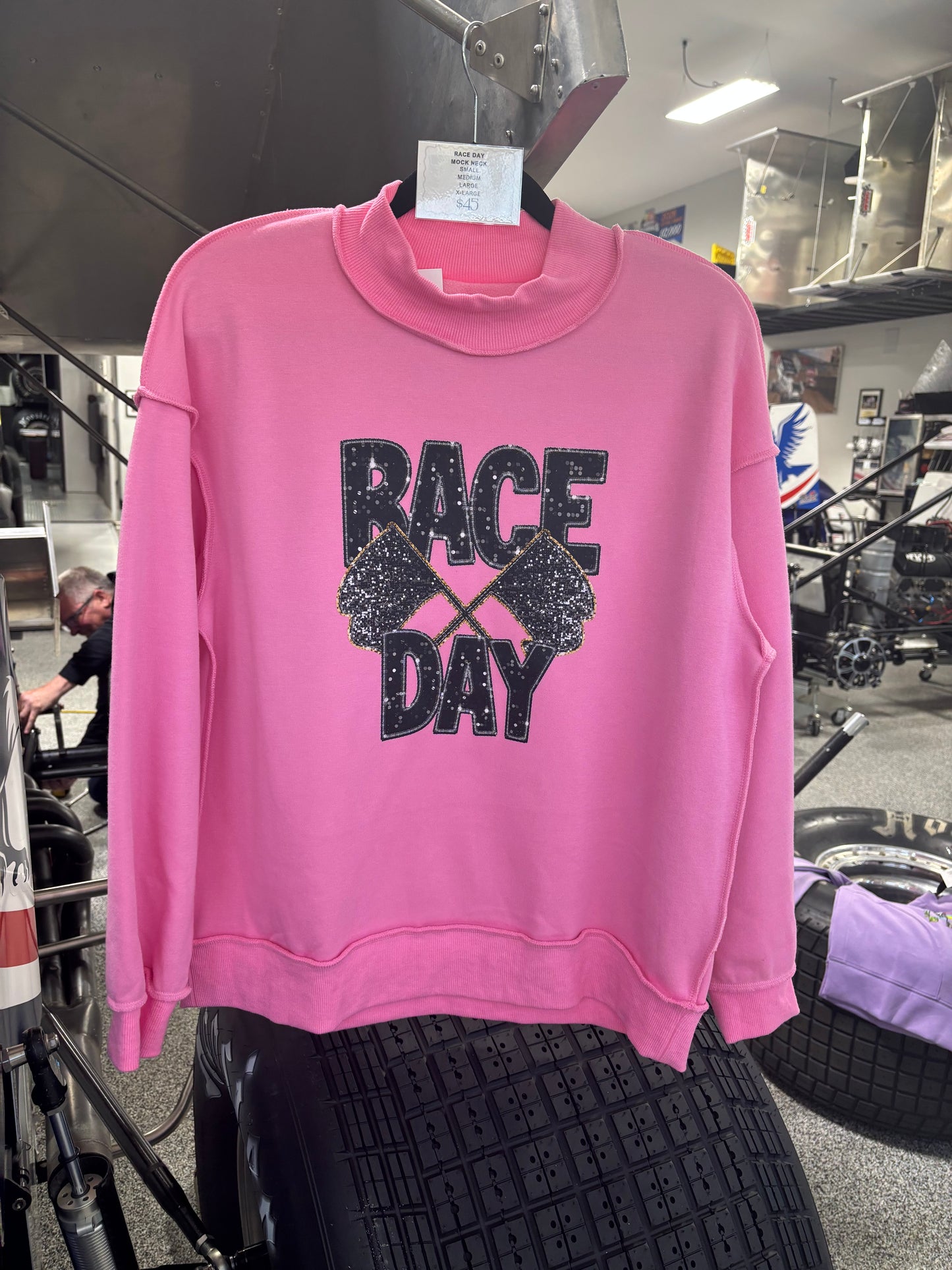Race Day Glitter Mock Neck
