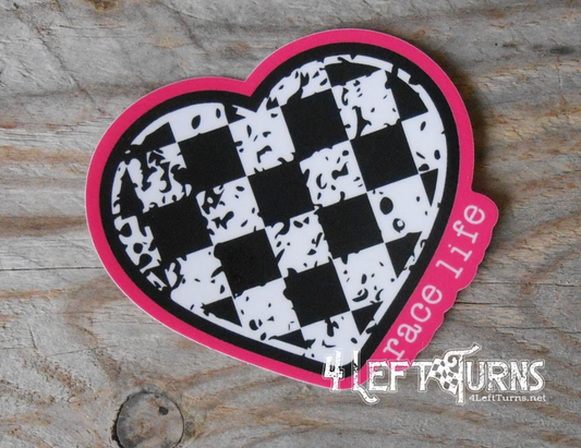 Pink Checkered Heart Sticker