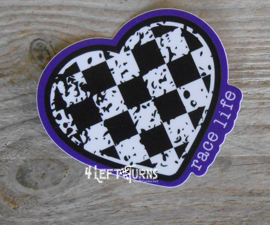 Purple Checkered Heart Sticker