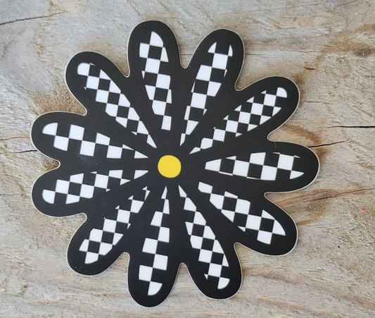 Checkered Flower Sticker
