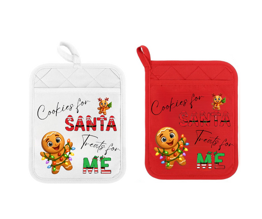 Cookies for Santa (Black Writing) - Pot Holders