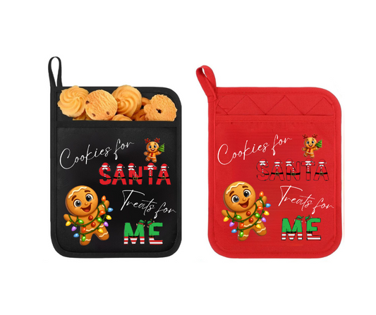 Cookies for Santa (White Writing) - Pot Holders