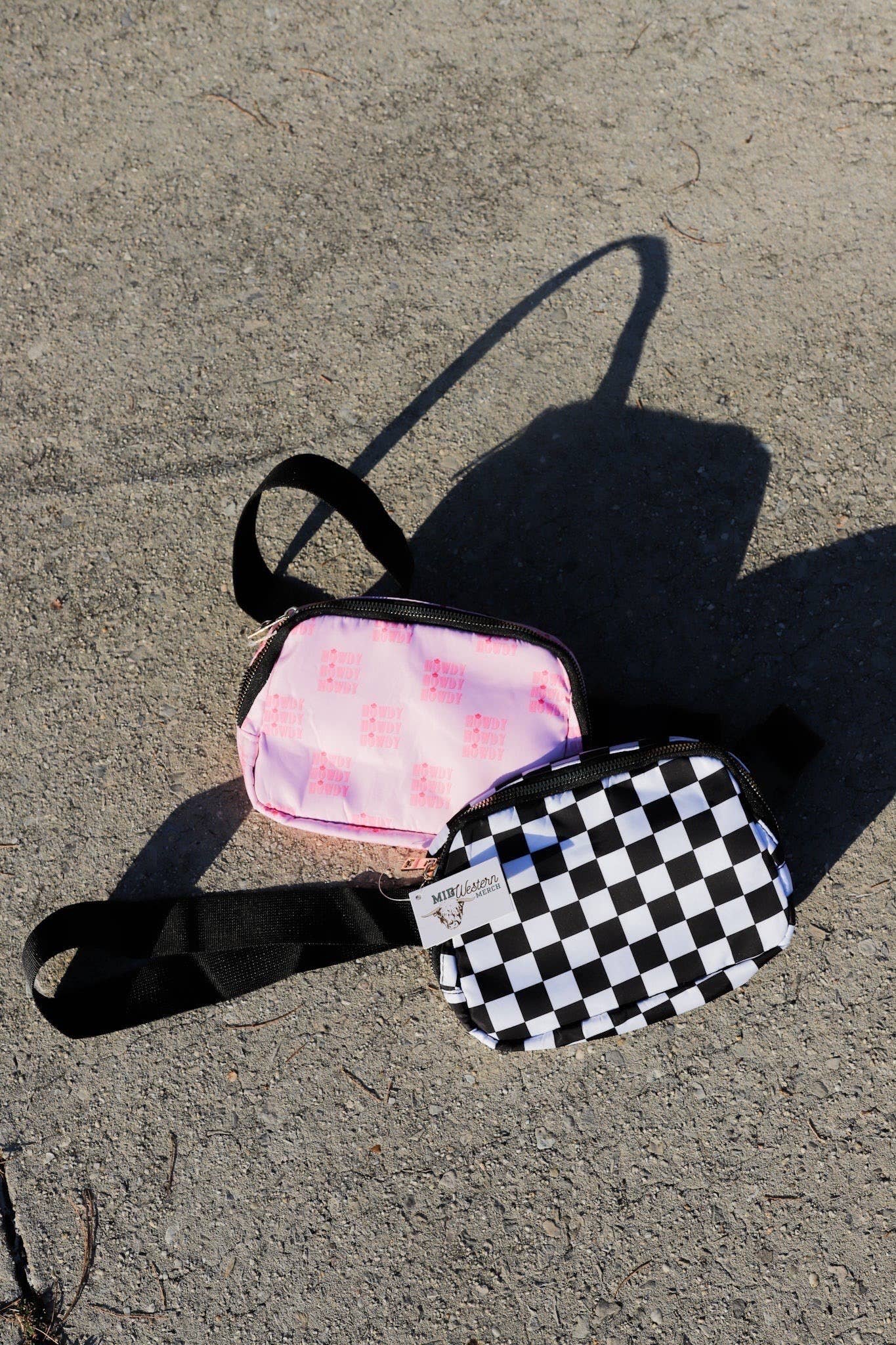 Black and White Check Crossbody Bag
