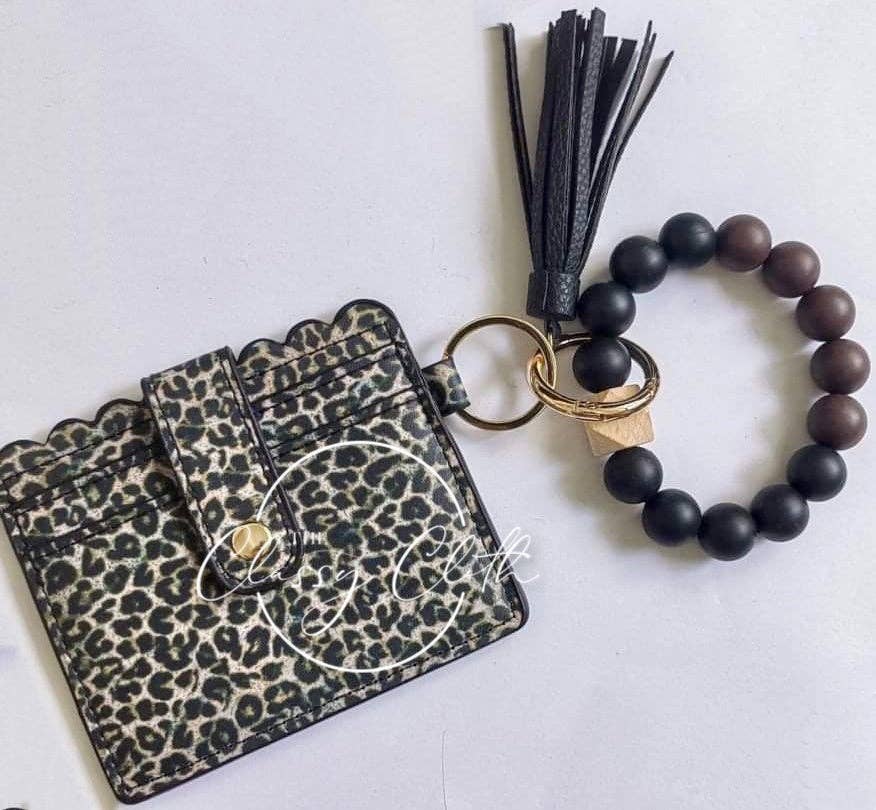 Wristlet Keychain Wallet - Leopard