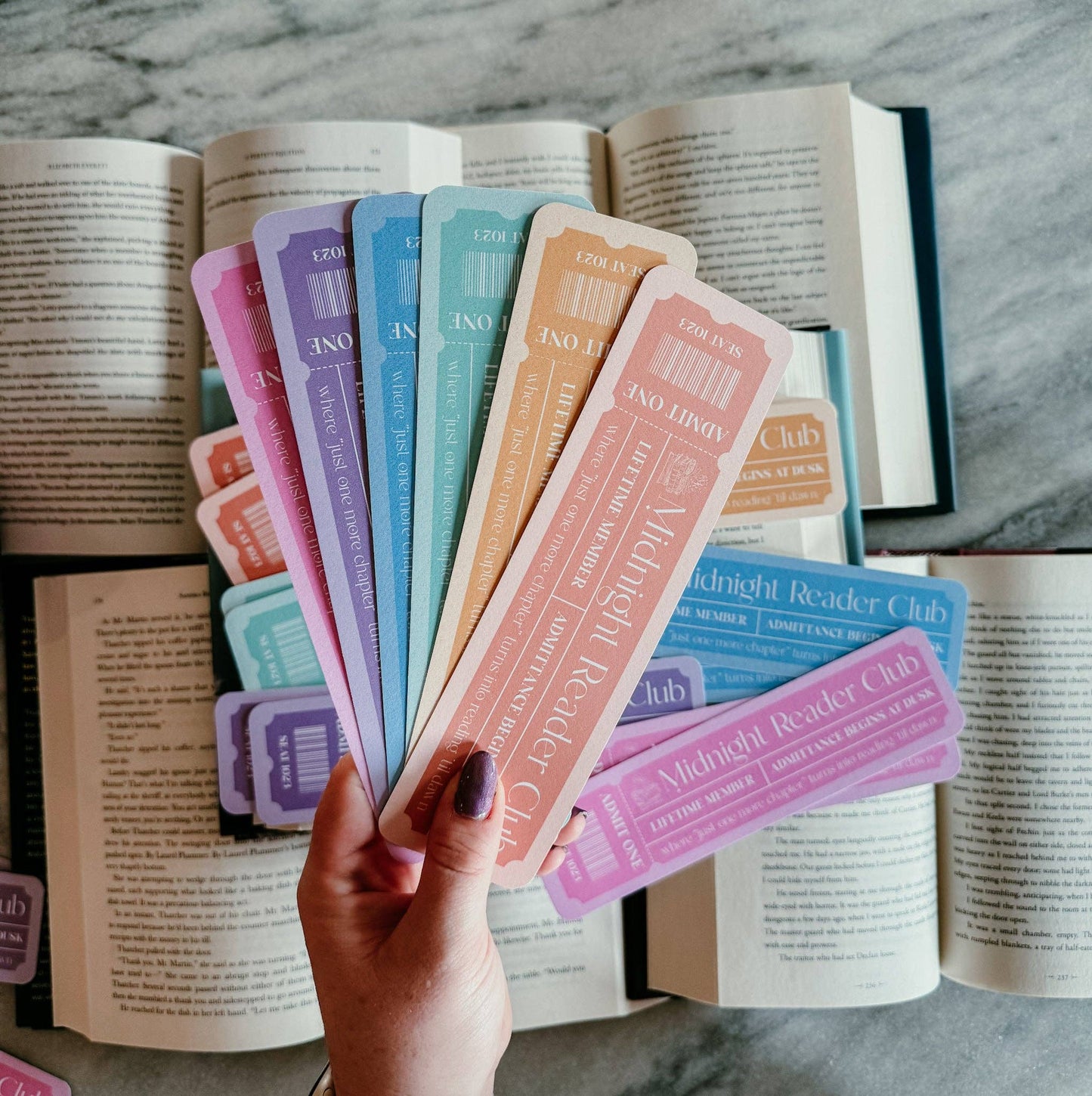 Midnight Reader Club Bookmark | Pastel Color Ticket Design | Spring Pastel Bookmark Pack