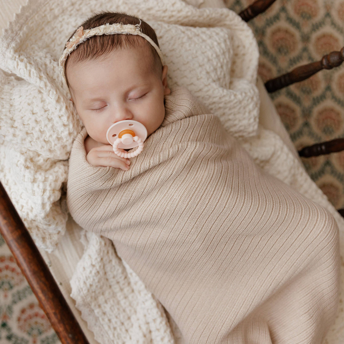 NEW! 100% Luxury Organic Cotton Ribbed Baby Swaddle Blanket