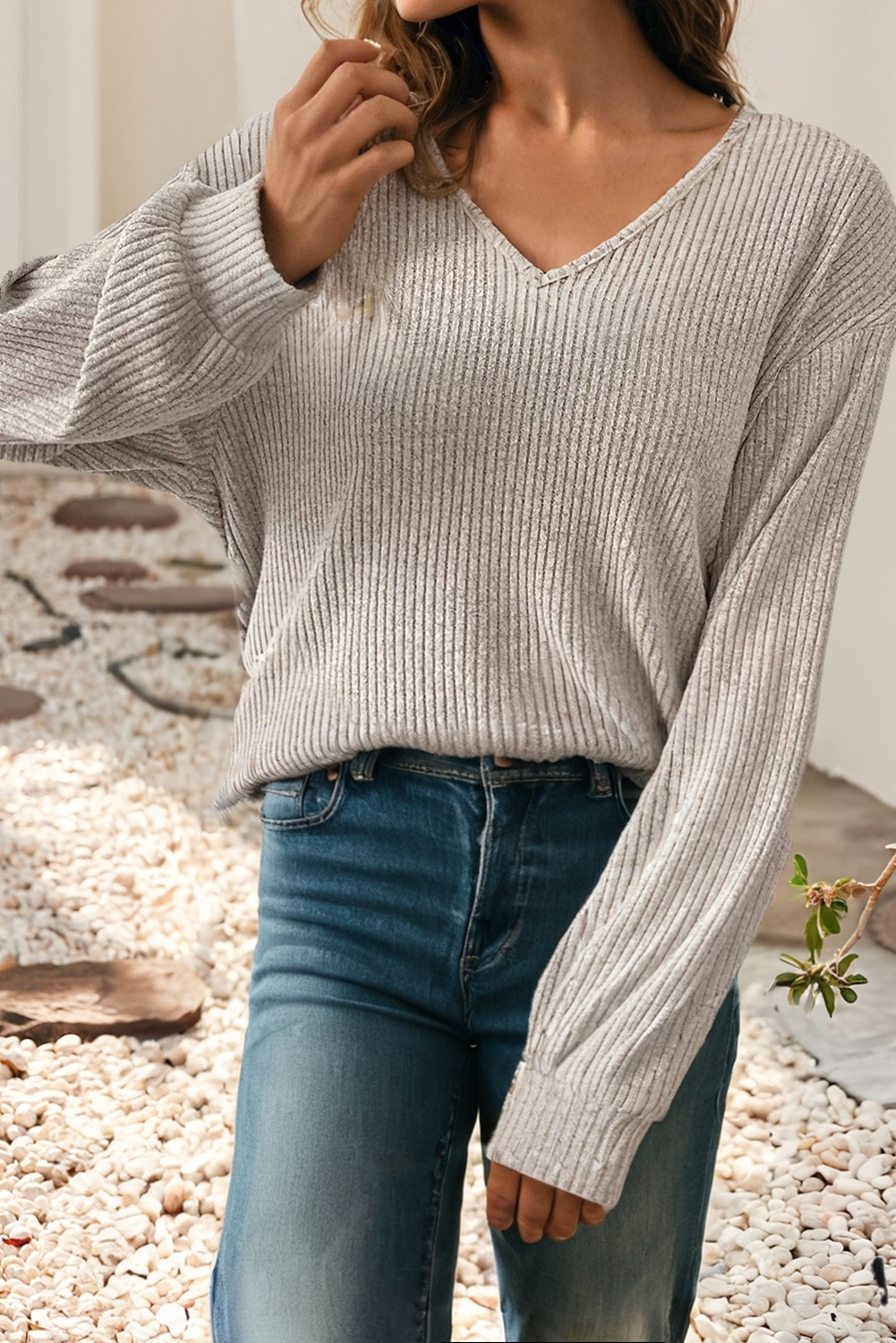 LDC Leopard-Print Back Bow Tie Drop Shoulder Long Sleeve Top