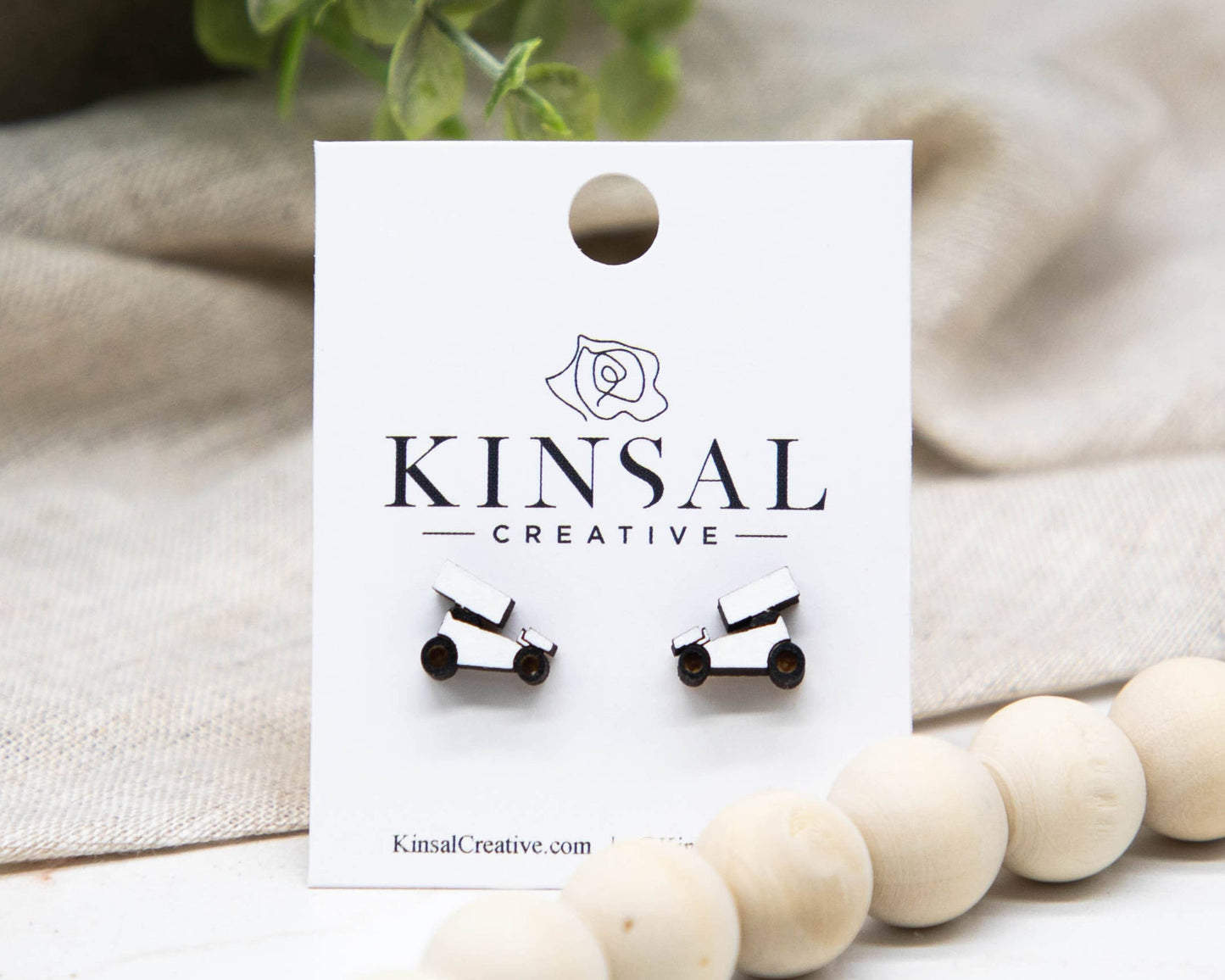 Sprint Car Wood Stud Earrings