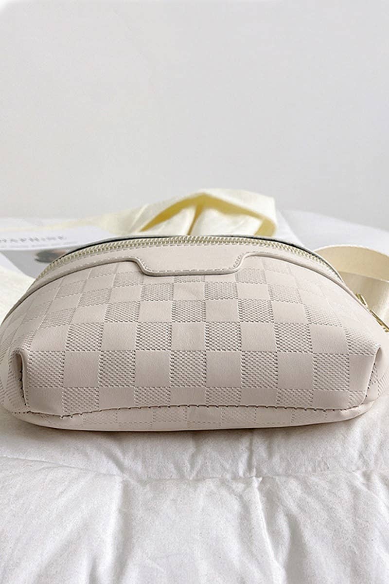 Leather Checkered Crossbody Sling Bag