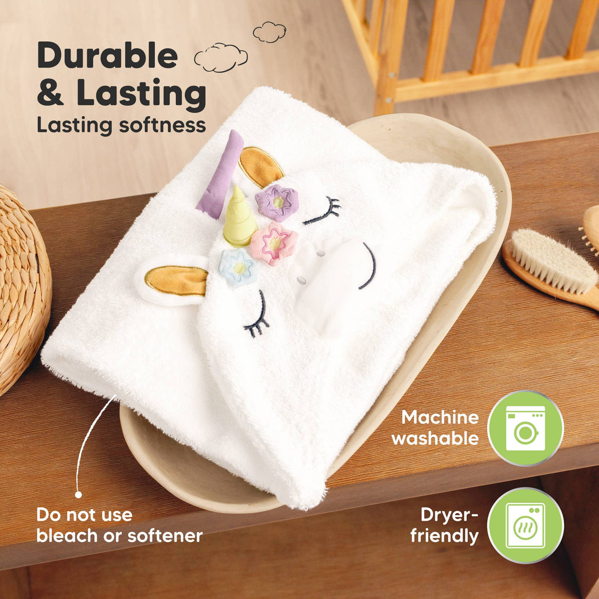 Playpals Hooded Baby Bath Towels for Newborn