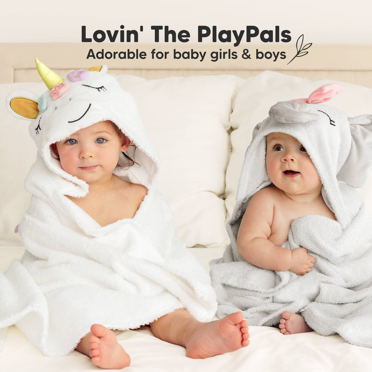 Playpals Hooded Baby Bath Towels for Newborn