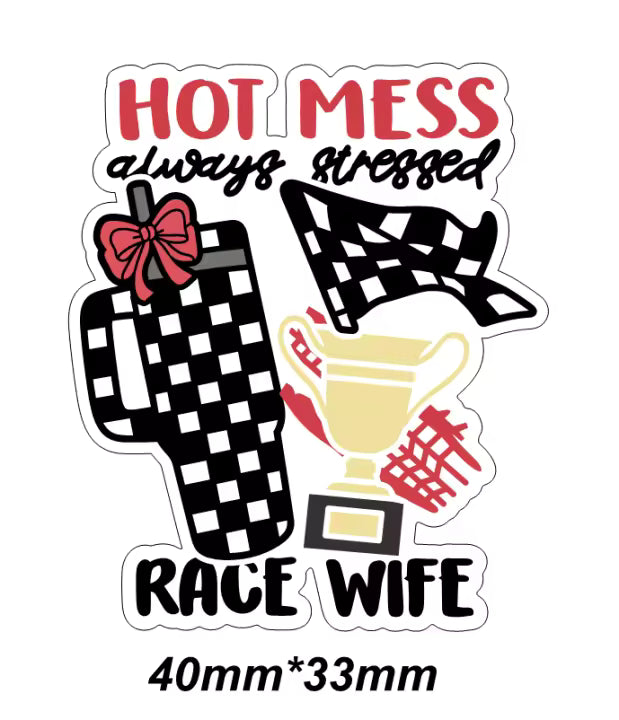 Hot Mess Race Wife Straw Topper
