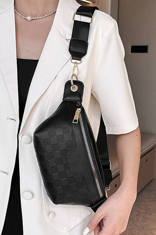 Leather Checkered Crossbody Sling Bag