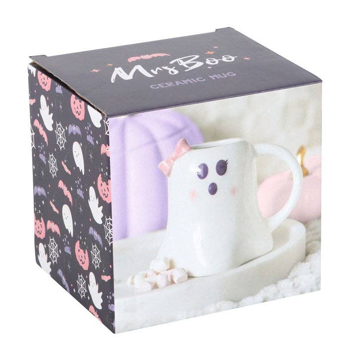 Mrs Boo Ghost Shaped Halloween Mug with Bow