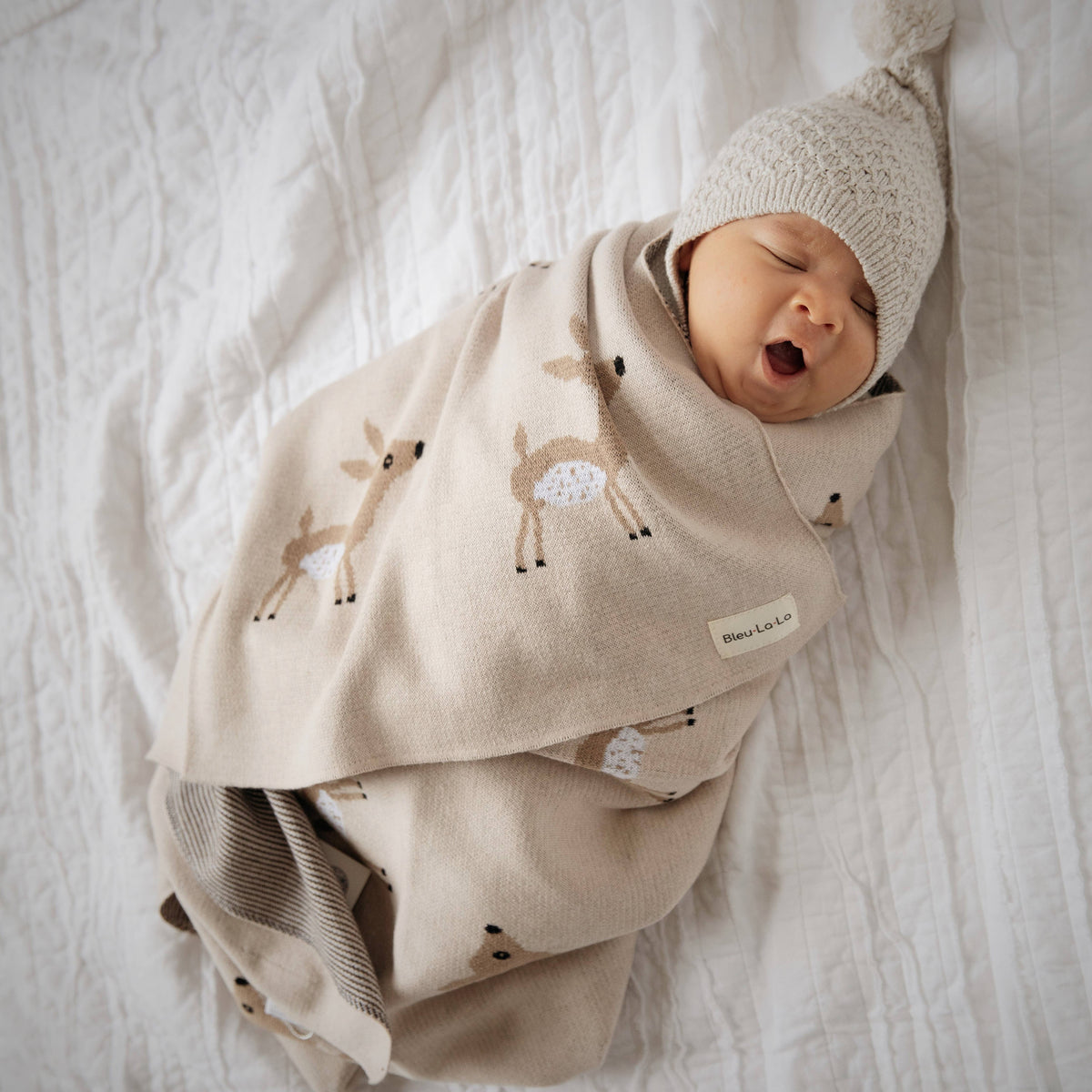 100% Luxury Cotton Receiving Swaddle Baby Blanket - Deer