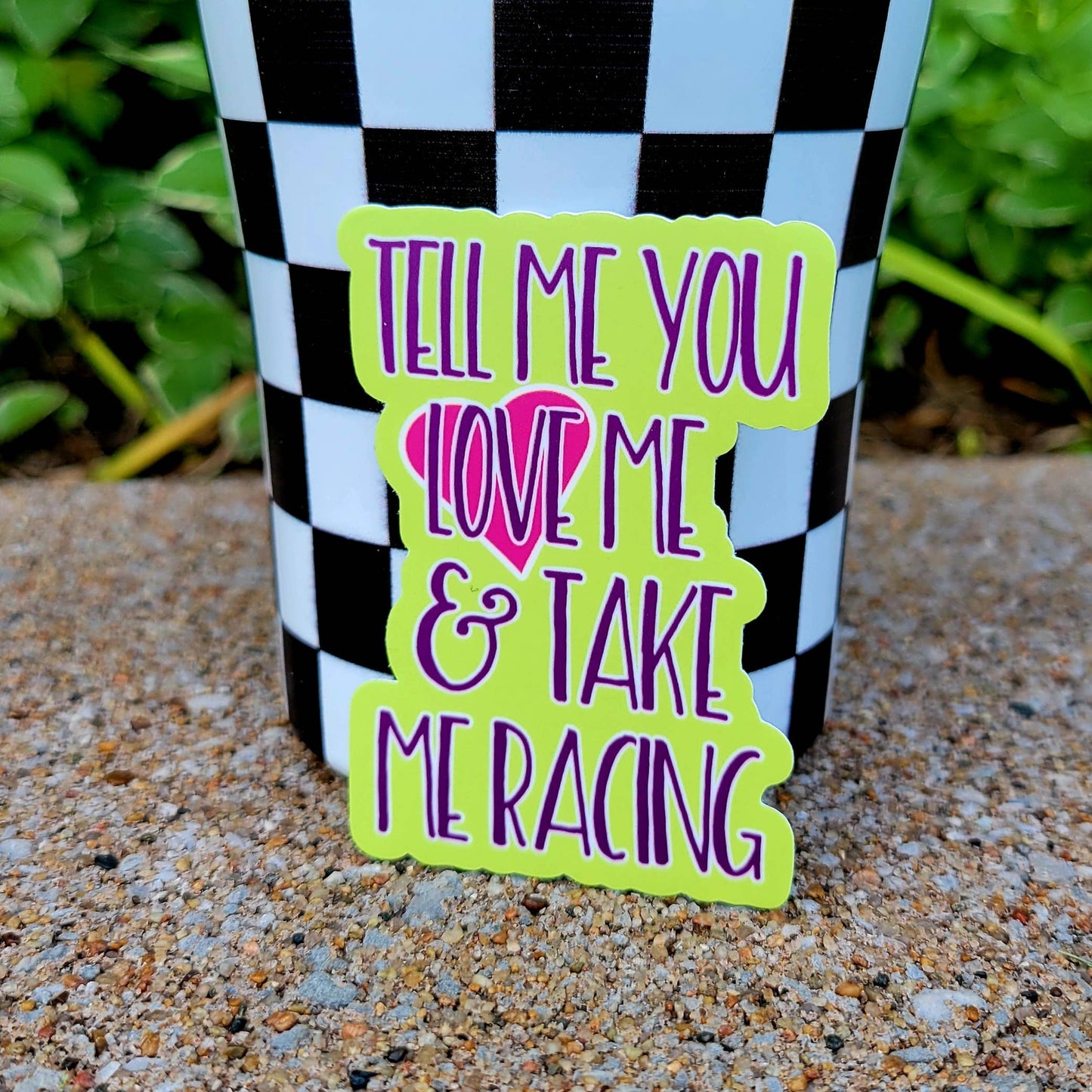 Tell Me You Love Me & Take Me Racing Sticker