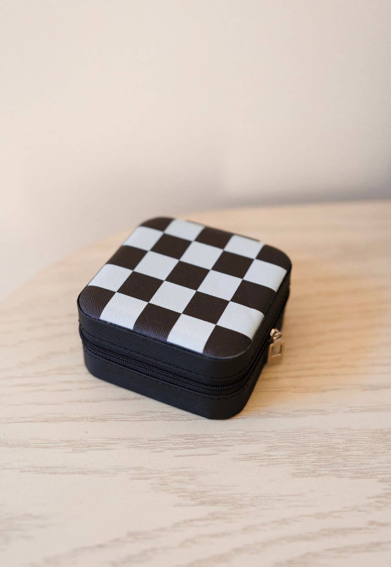 Checkerboard Square Jewelry Case