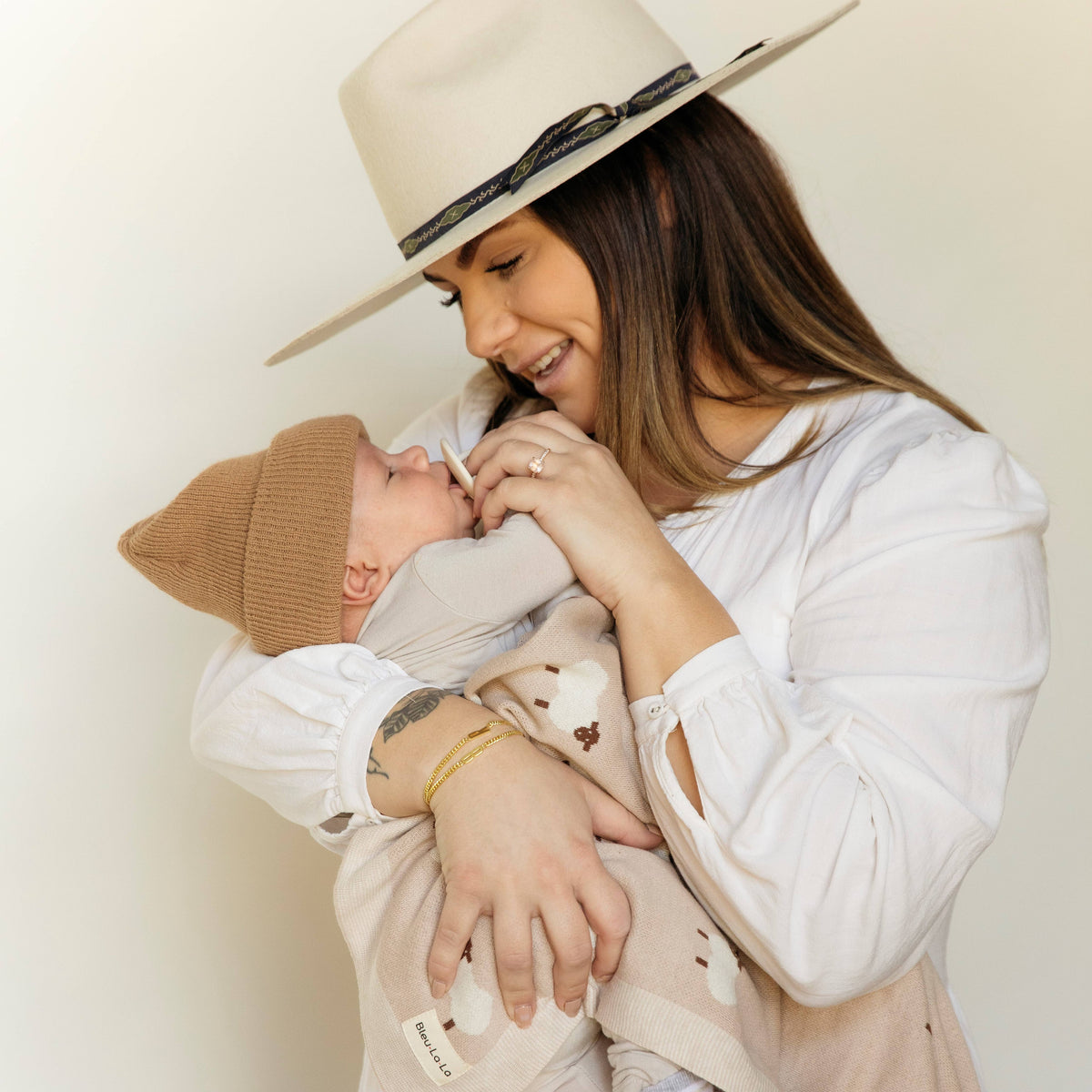 100% Luxury Cotton Receiving Swaddle Baby Blanket - Sheep