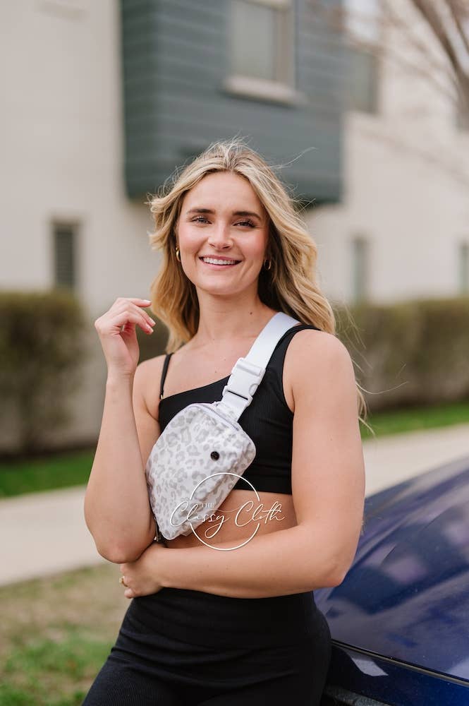 Nylon Belt Bag- Grey Leopard